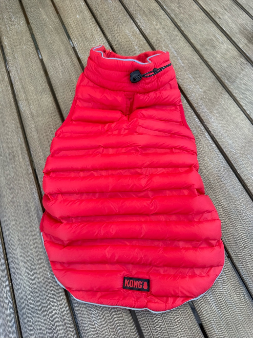 KONG Red Puffer Dog Coat Size Medium Fleece Lined Reflective